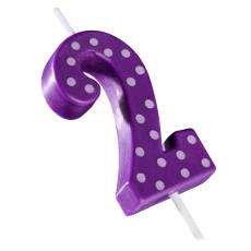Purple Polka Dots Number 2 Birthday Candle 1-Count