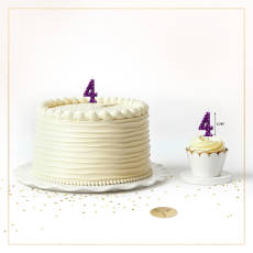 Purple Polka Dots Number 4 Birthday Candle 1-Count