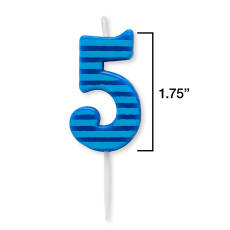 Blue Stripes Number 5 Birthday Candle 1-CountImage 1