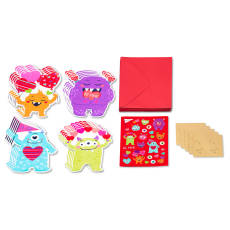 Monster Hearts Valentine's Day Cards for Kids, 20-Count, 1 Sticker Sheet