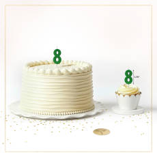 Green Stripes Number 8 Birthday Candle 1-Count