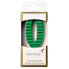 Green Stripes Number 0 Birthday Candle 1-Count