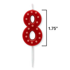 Red Polka Dots Number 8 Birthday Candle 1-CountImage 1