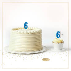 Blue Stripes Number 6 Birthday Candle 1-Count
