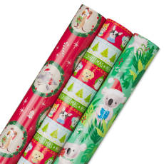 Forest Friends, Festive Friends, Koalas Holiday Wrapping Paper Bundle, 3 Rolls Image 5