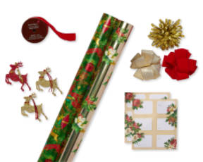 Holiday Traditions Holiday Wrapping Paper Kit with Gridlines, Bows and Gift Tags, 11-Count Image 1