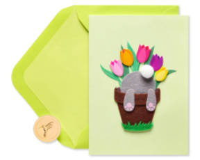 Bunny in Flower Pot Easter Greeting Card Image 1