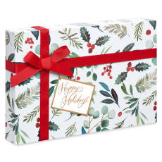 Red Holly Holiday Gift Box Set, 4 Boxes, 4 Gift Tags, One Ribbon, 8 Sheets of Solid Tissue Image 3