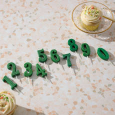 Green Stripes Number 0 Birthday Candle 1-Count