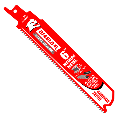6 in. / 152mm Steel Demon Carbide Recip Blades for Medium Metal Cutting (3-Pack)