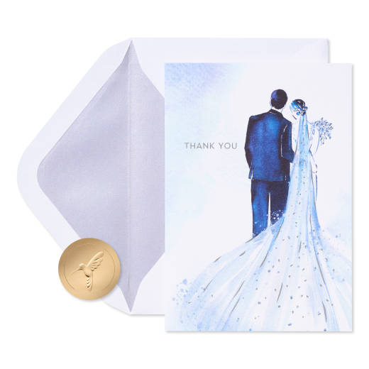 Bride and Groom Blank Wedding Thank You Cards, 12-Count