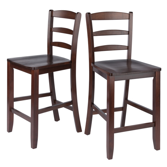 Benjamin 2-Pc Ladder-Back Counter Stool Set, Walnut