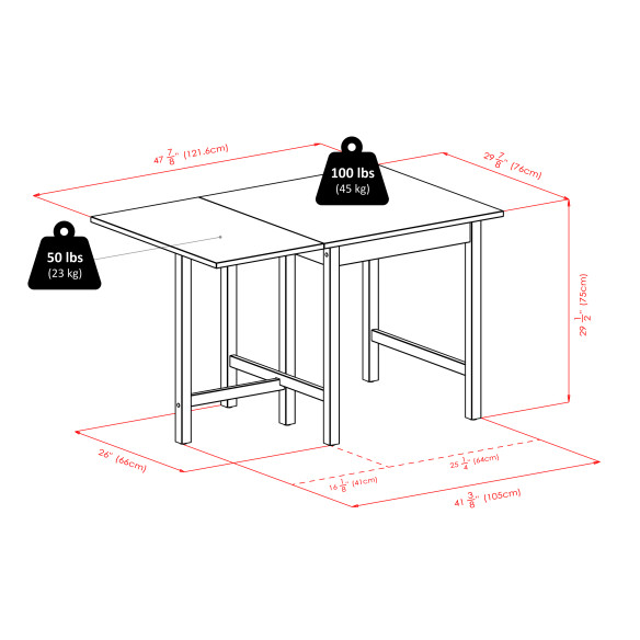 Lynden 5-Pc Drop Leaf Dining Table with 4 Ladder Back Chairs, Walnut