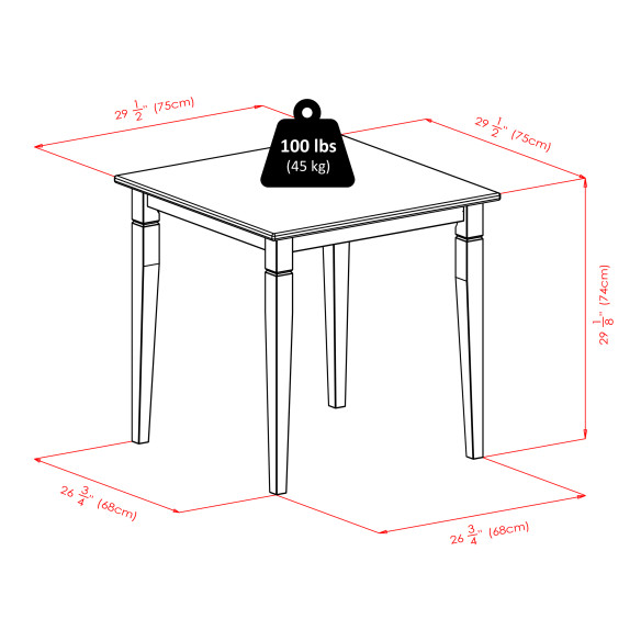 Winsome Kingsgate Dining Table with 4 Hamilton Ladder-Back Chairs, 30” Wide, 29” High, Walnut