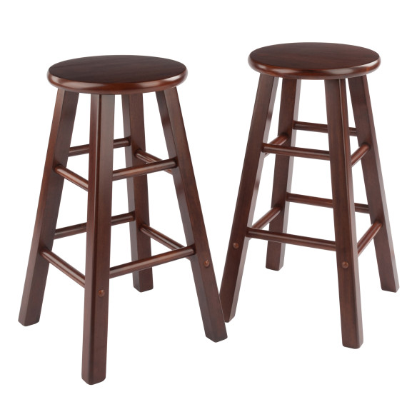 Element 2-Pc Square Leg Counter Stool Set, Walnut
