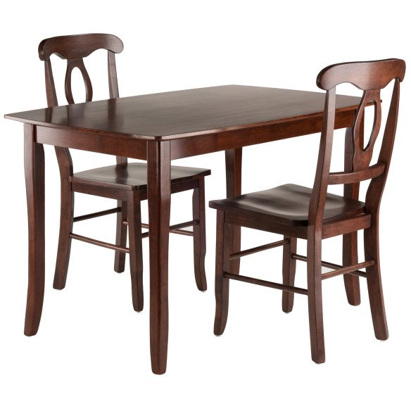 Winsome Inglewood Dining Table with 2 Keyhole-Back Chairs, 47” Wide, Walnut