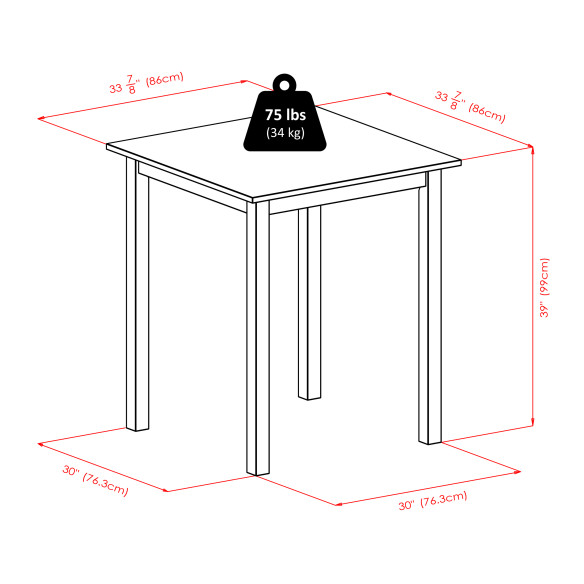 Parkland 3-Pc High Dining Table with 2 Ladder Back Bar Stools, Walnut