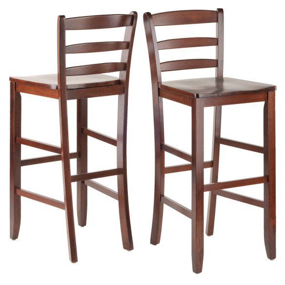 Benjamin 2-Pc Ladder-Back Bar Stool Set, Walnut