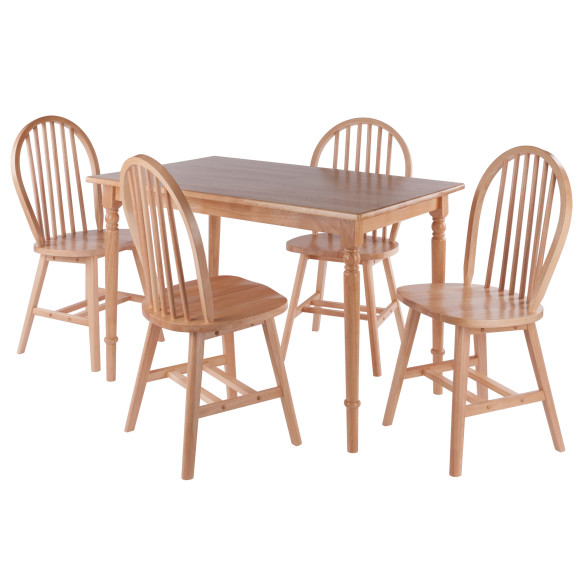 Ravenna 5-Pc Dining Table With 4 Windsor Chairs, Natural