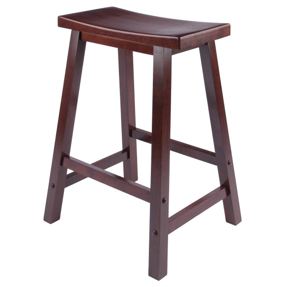 Satori Saddle Seat Counter Stool, Rustic Green and Walnut