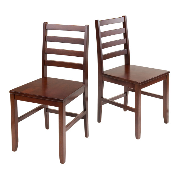 Winsome Hamilton 2-Pc Ladder-Back Chair Set, 18” High Seats, Walnut