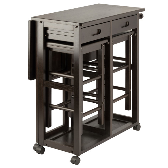 Winsome Suzanne Kitchen Space-Saver Table Set with 2 Tuck-Away Stools, 33” Tall, 29” Long, 30” Wide, Coffee