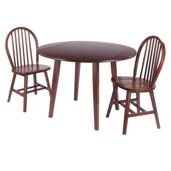 Dawson 3-Pc Drop Leaf Table with Windsor Chairs, Walnut