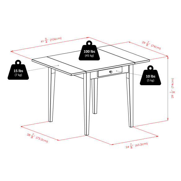 Winsome Hamilton Extendable Dining Table with 4 Ladder-Back Chairs, 42” Wide, Walnut