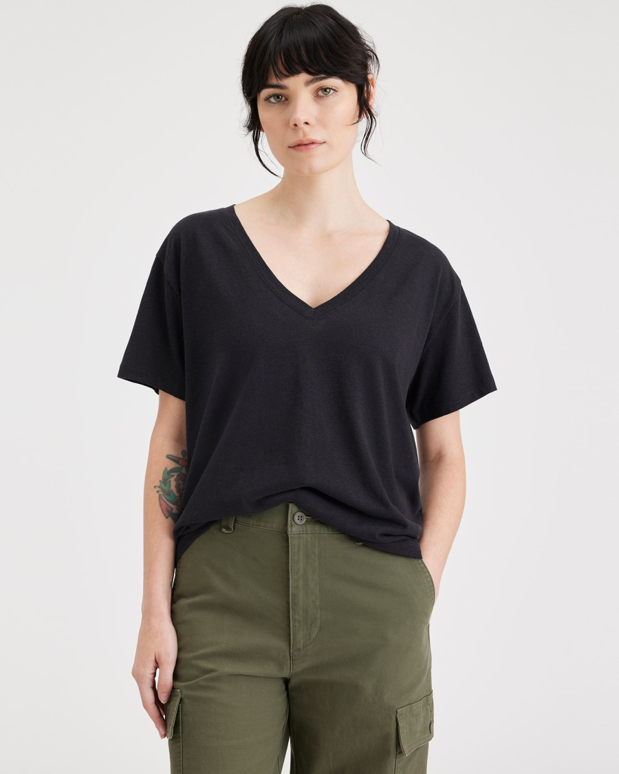 A69610000 - Deep V-Neck Tee, Relaxed Fit