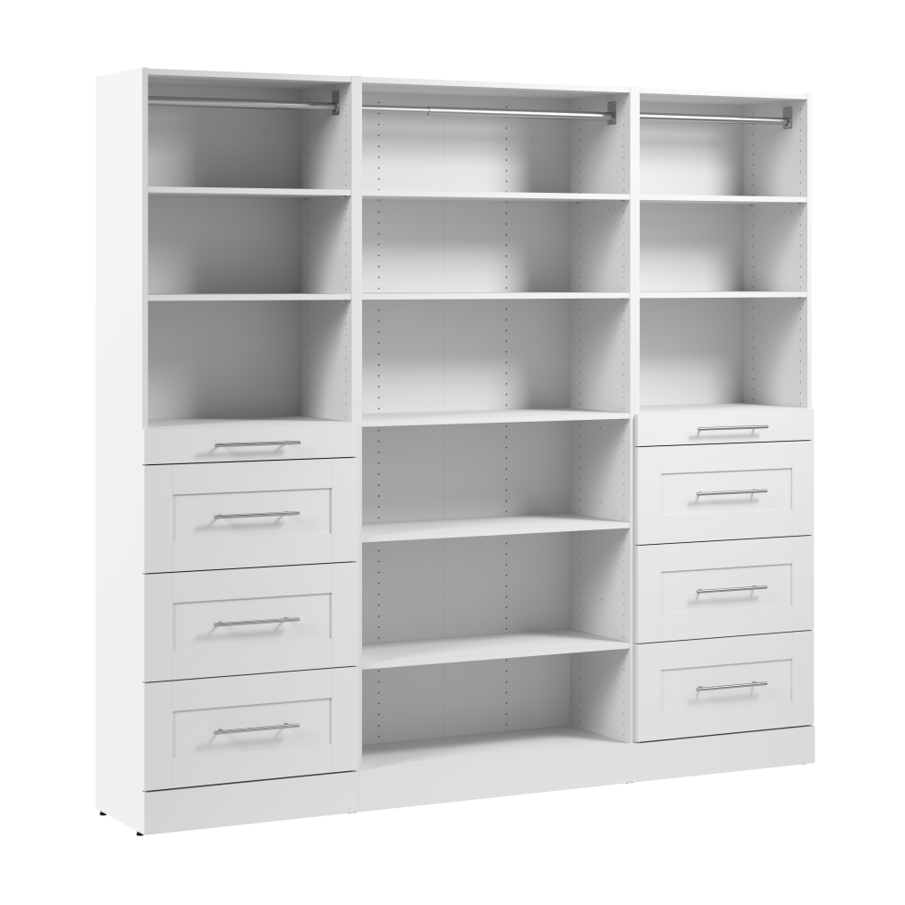 White / Rods, Shelves, Drawers / Shaker Drawers