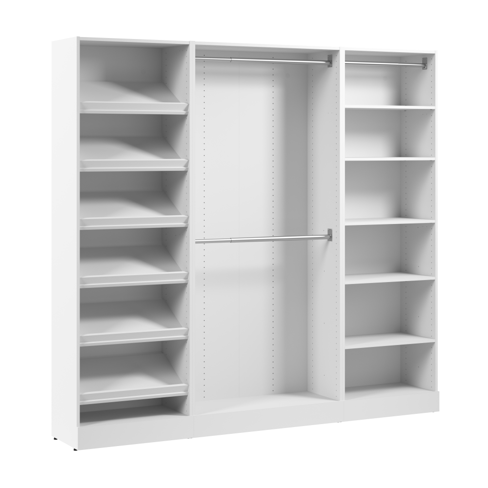 White / Rods, Shelves, Shoe Shelf / No Drawers