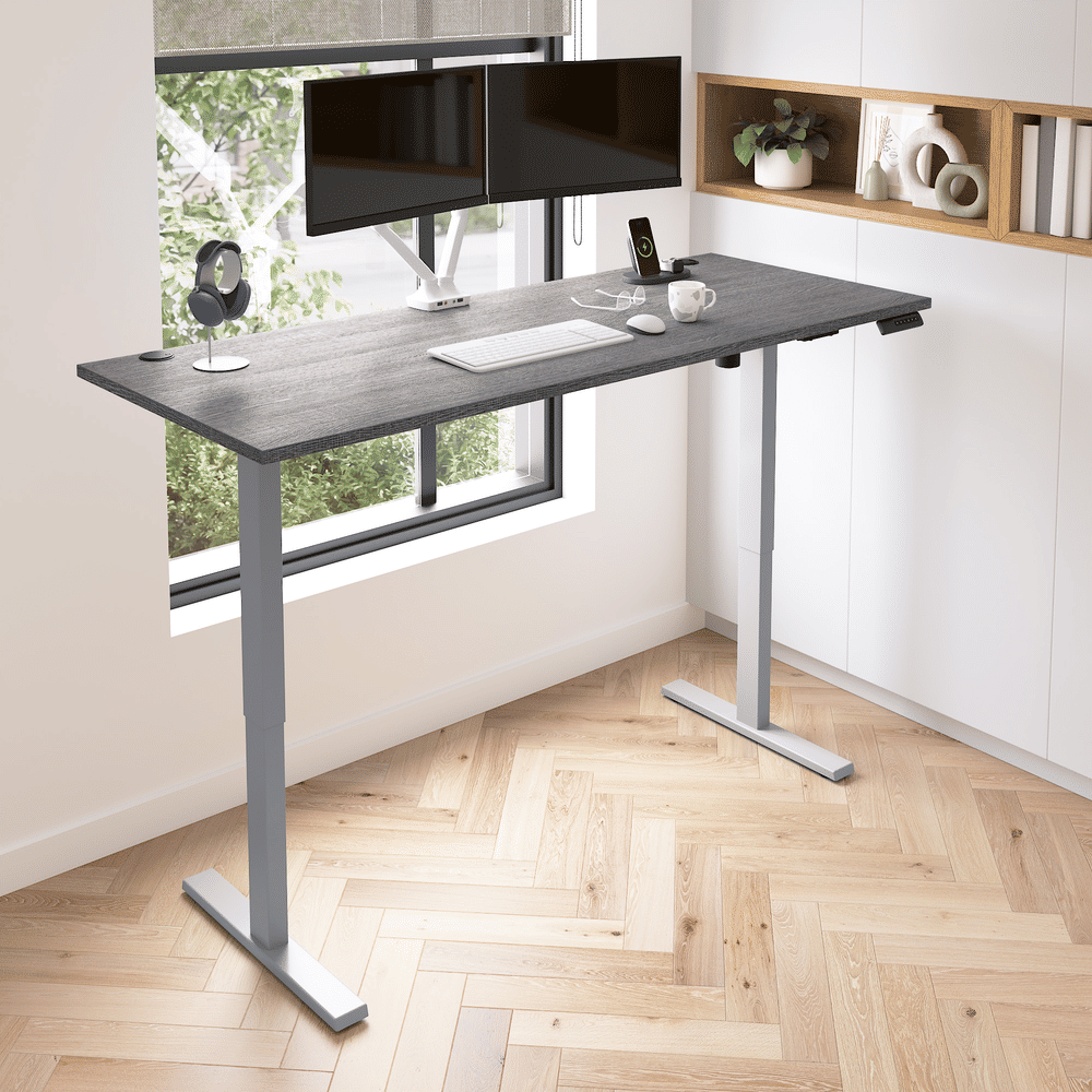 Bark Gray / 72W x 30D / With Dual Monitor Arm