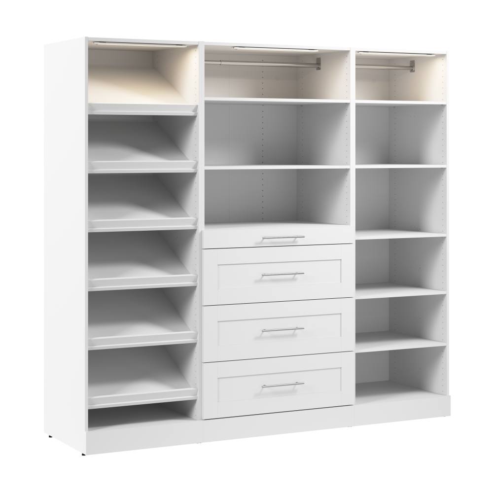 White / Rods, Drawers, Shoe Shelf / Shaker Drawers