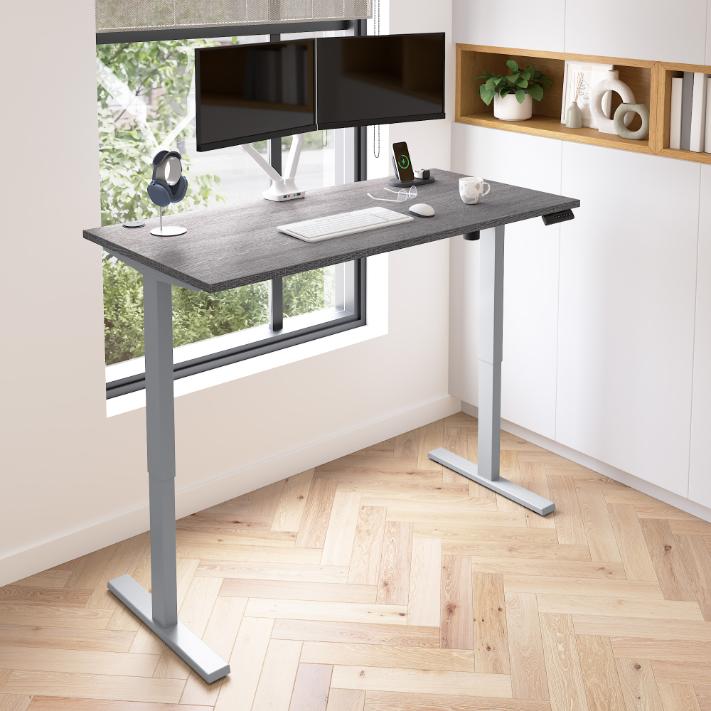 Bark Gray / 60W x 30D / With Dual Monitor Arm