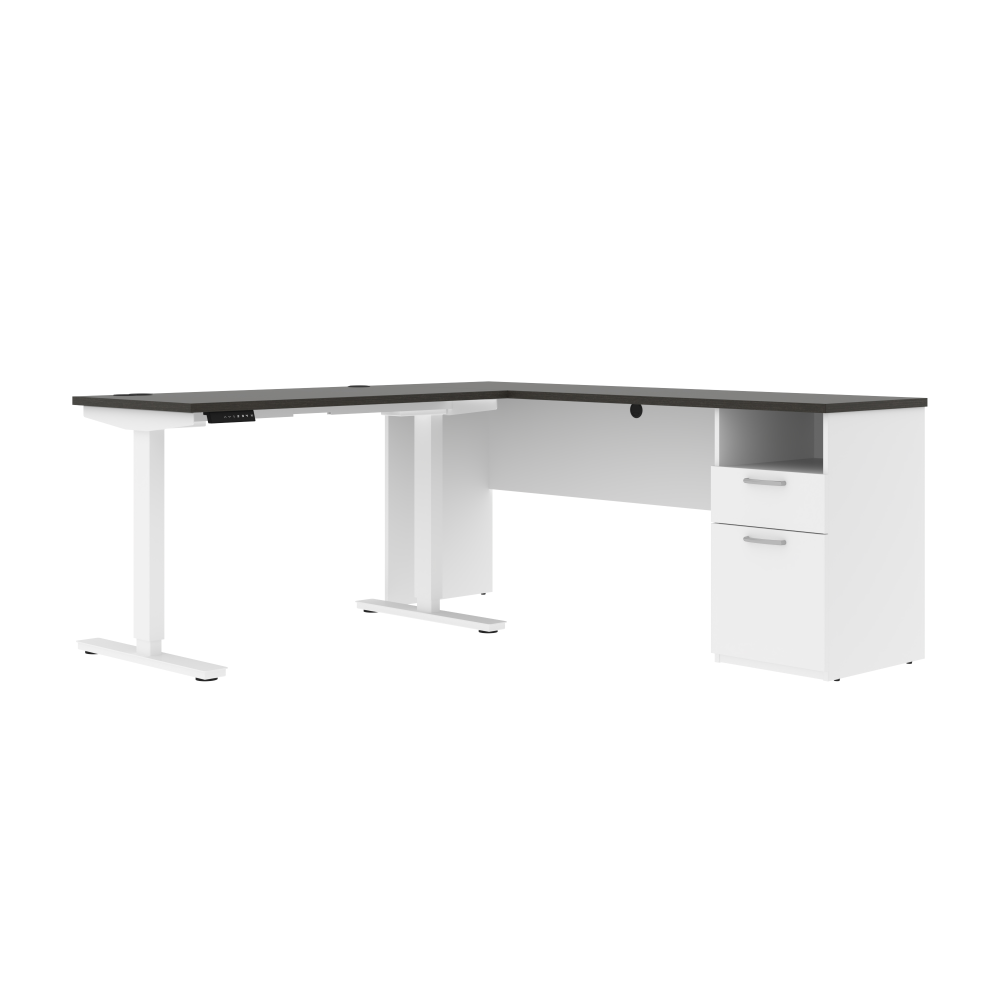 Gris profond et blanc / 72L x 67P / Bureau assis-debout