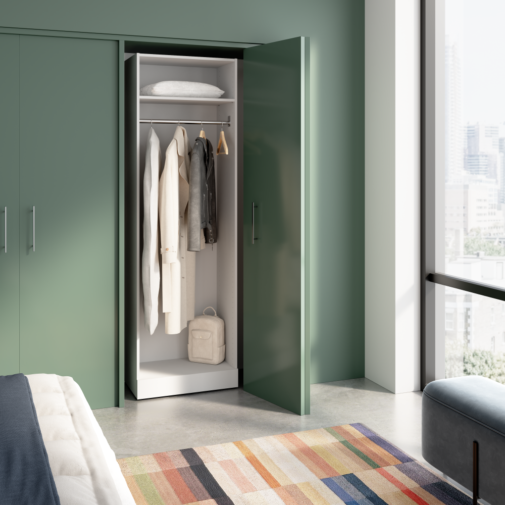 White / Single Clothing Rod / No Drawers