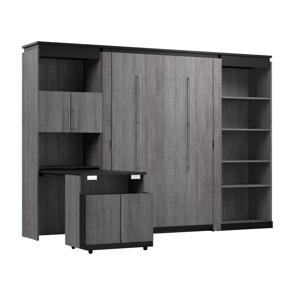 Bark Gray / Full / 30-inch Pull-Out Desk Cabinet + Shelving Unit