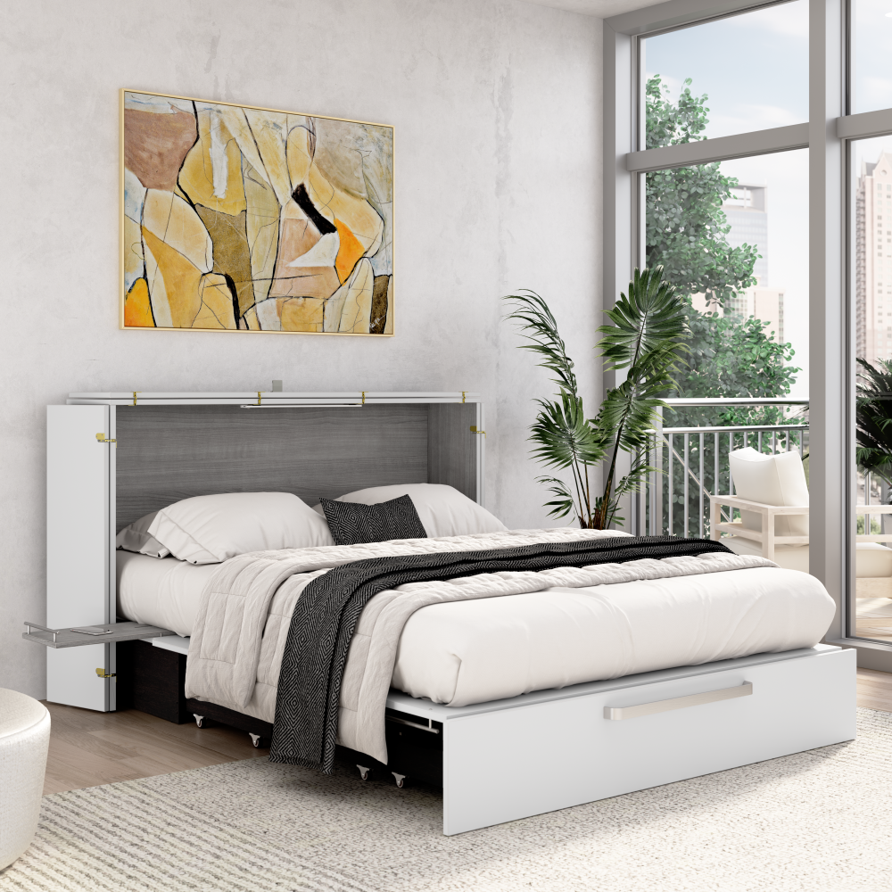 White & Platinum Gray / Queen / Without Mattress