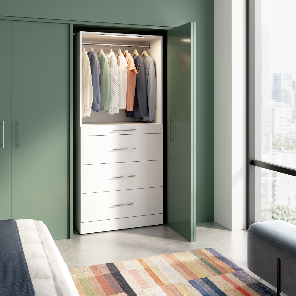 White / Shelves with Drawers / Slab Drawers