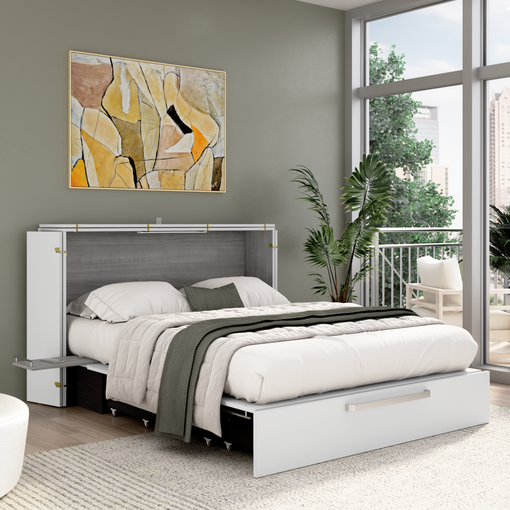 White & Platinum Gray / Queen / With Mattress