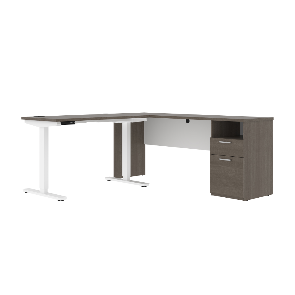 Gris écorce et blanc / 72L x 67P / Bureau assis-debout