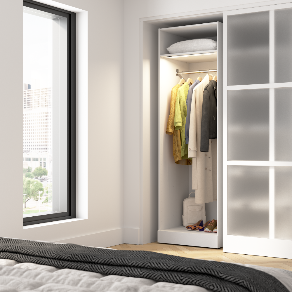 White / Single Clothing Rod / No Drawers