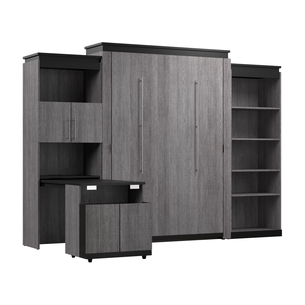 Bark Gray / Queen / 30-inch Pull-Out Desk Cabinet + Shelving Unit