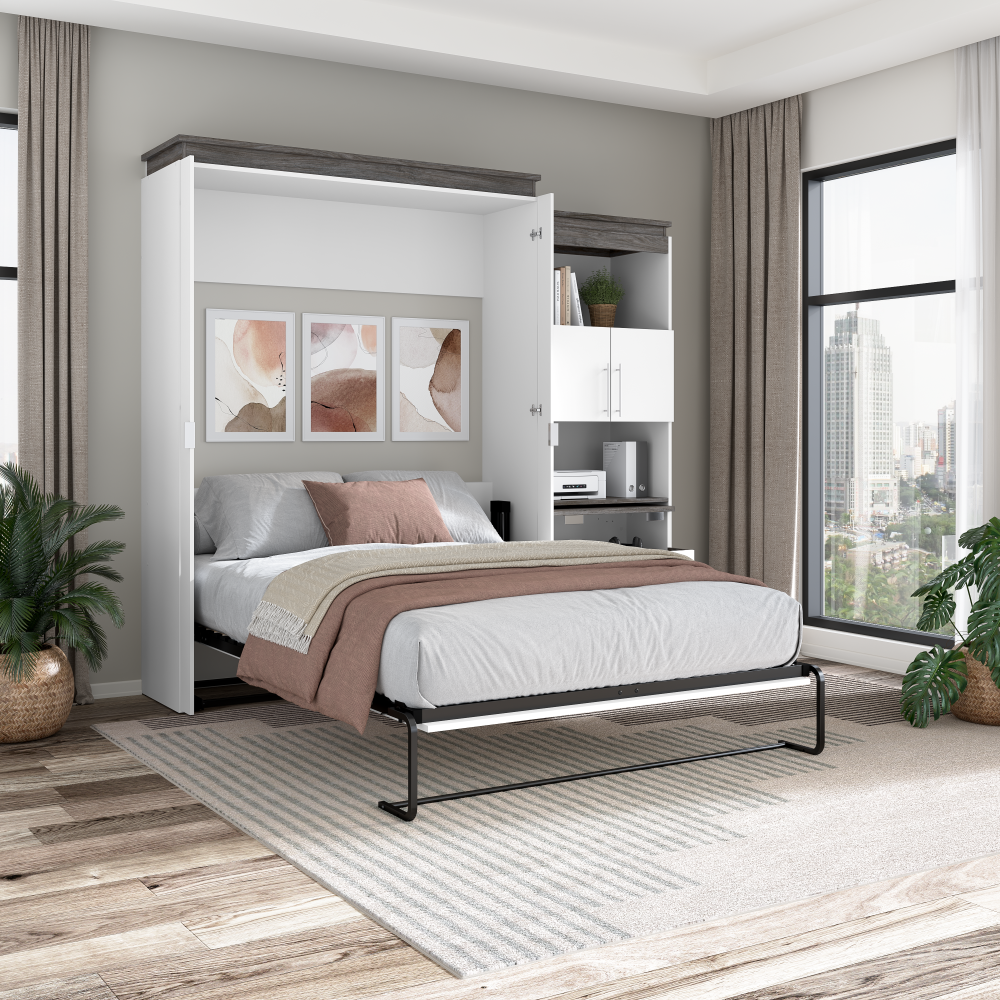 White / Queen / 30-inch Pull-Out Desk Cabinet