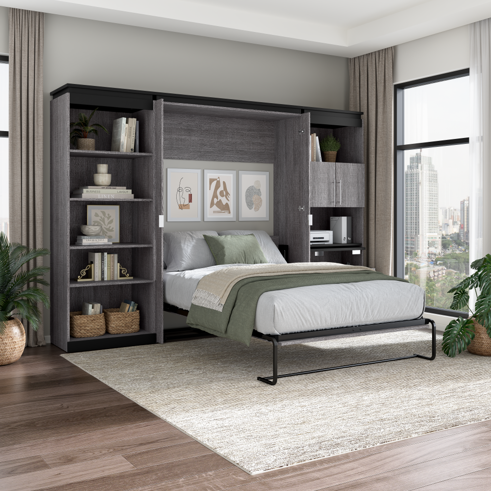 Bark Gray / Full / 30-inch Pull-Out Desk Cabinet + Shelving Unit