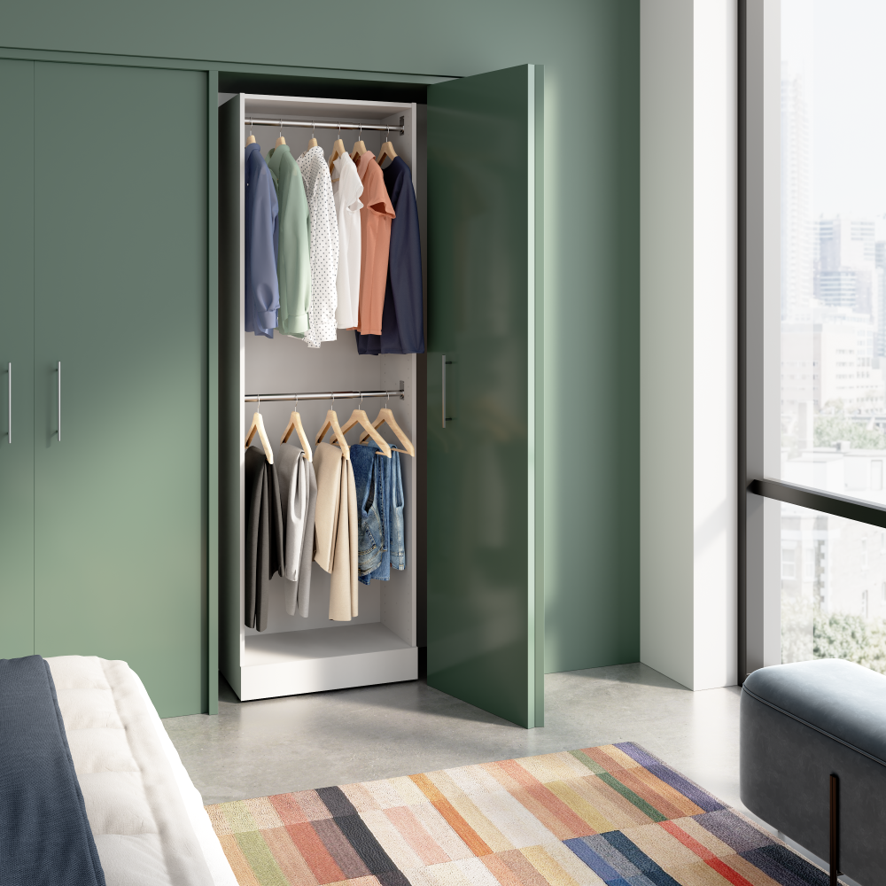 White / Double Clothing Rod / No Drawers