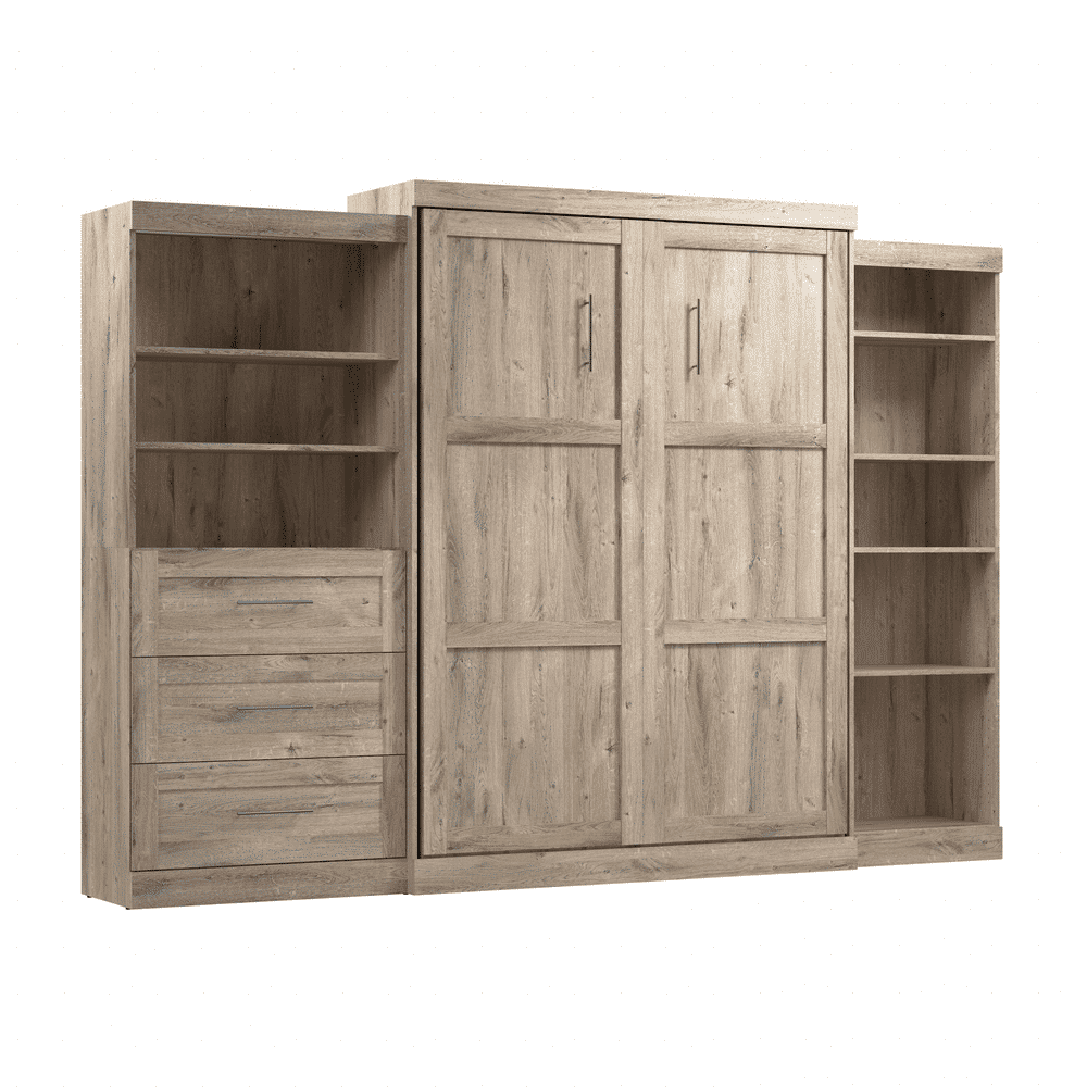 Rustic Brown / Queen / 36-inch Drawer Tower + 25-inch Shelving Unit