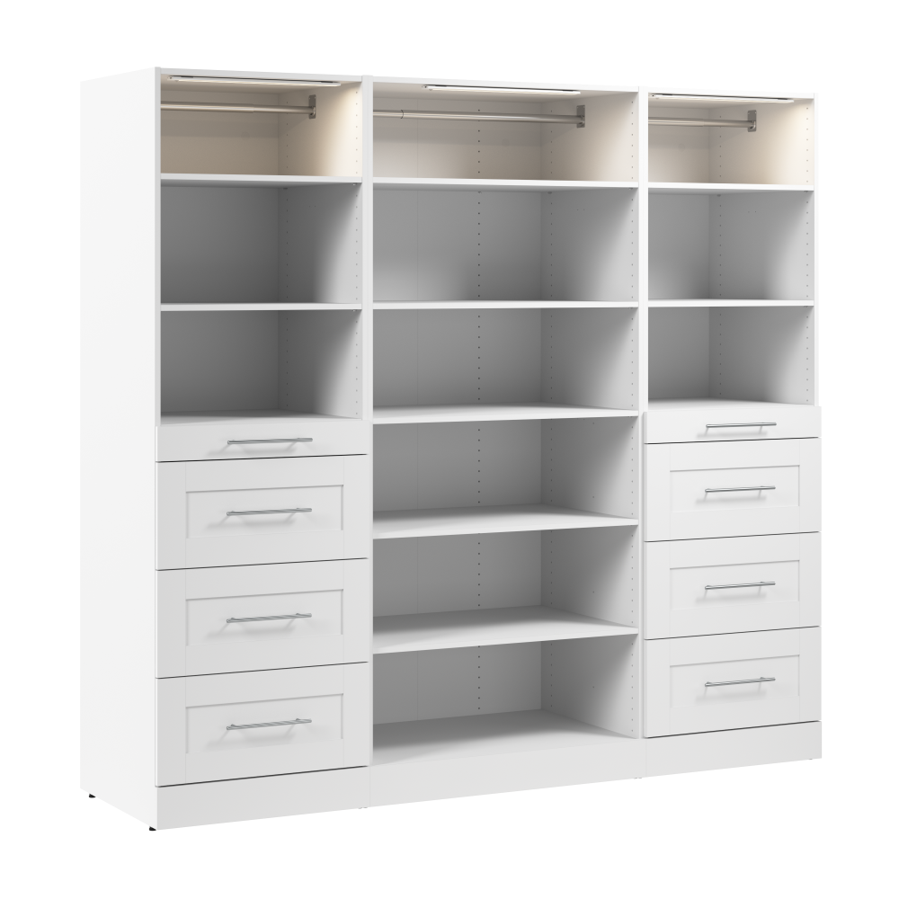 White / Rods, Shelves, Drawers / Shaker Drawers