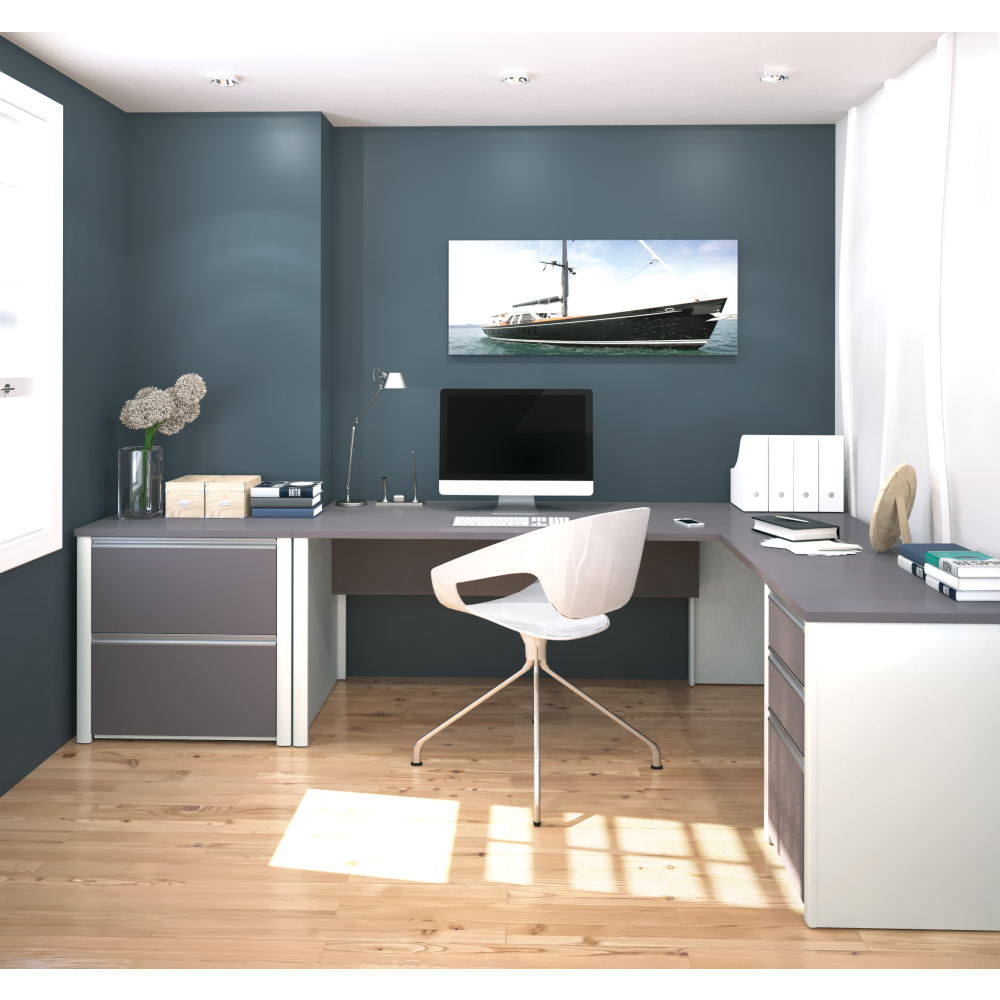 Slate & Sandstone / With Drawers & File Cabinet