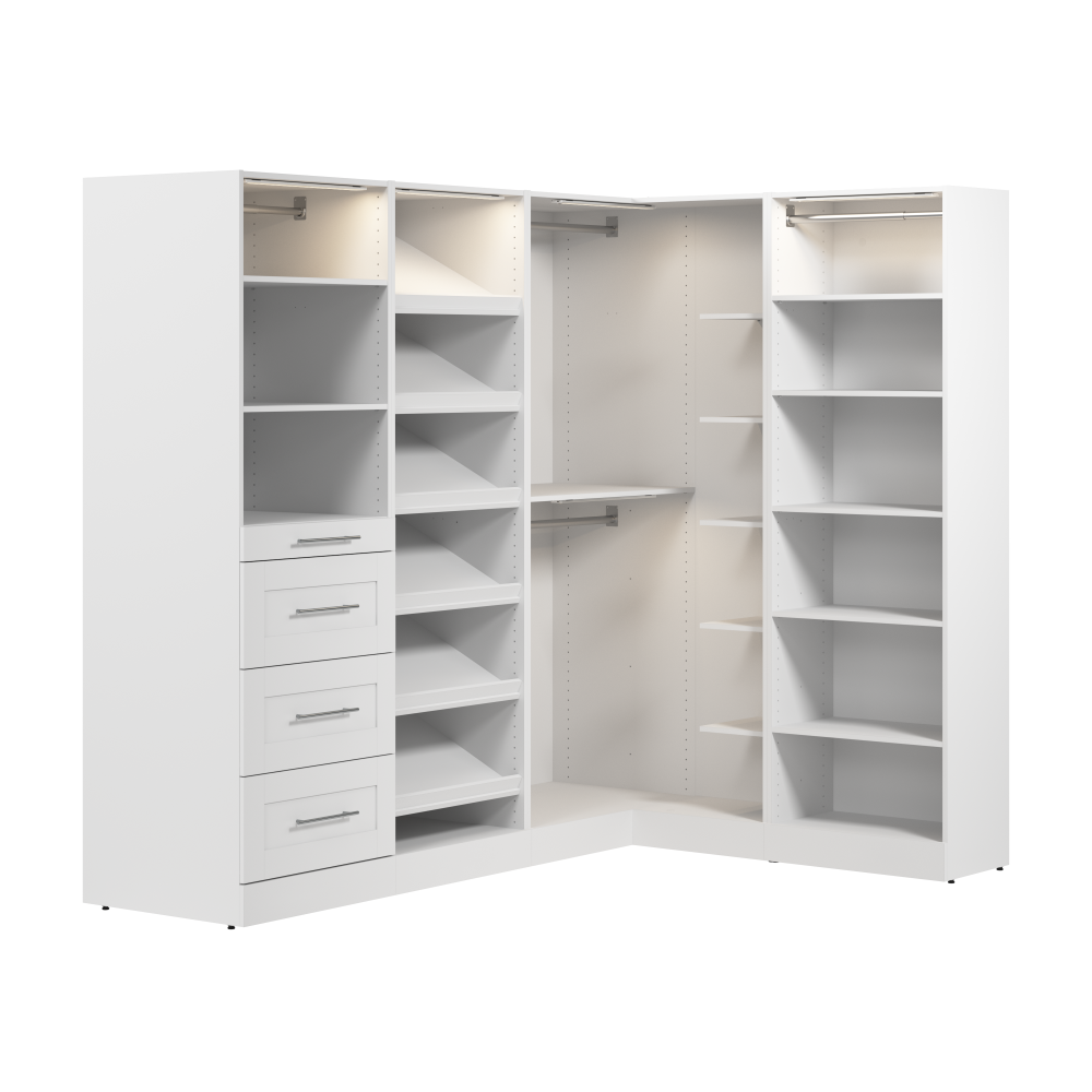 White / Rods, Shelves, Drawers, Shoe Shelf / Shaker Drawers